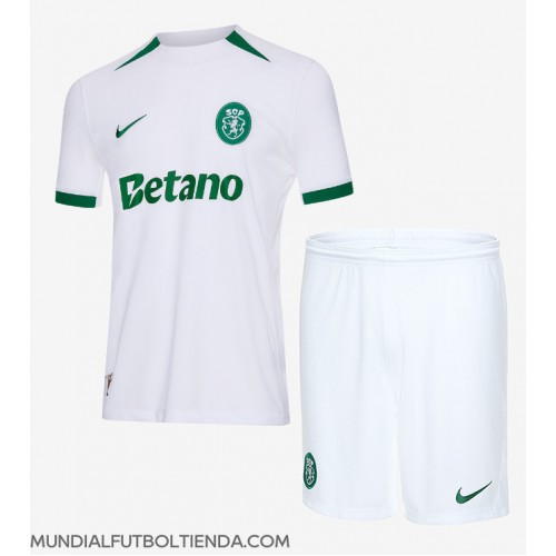 Camiseta Sporting CP Segunda Equipación Replica 2024-25 para niños mangas cortas (+ Pantalones cortos)